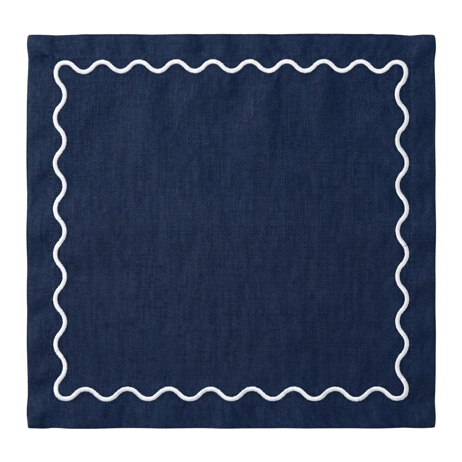 Navy Blue Wavy Napkins - Set of 4