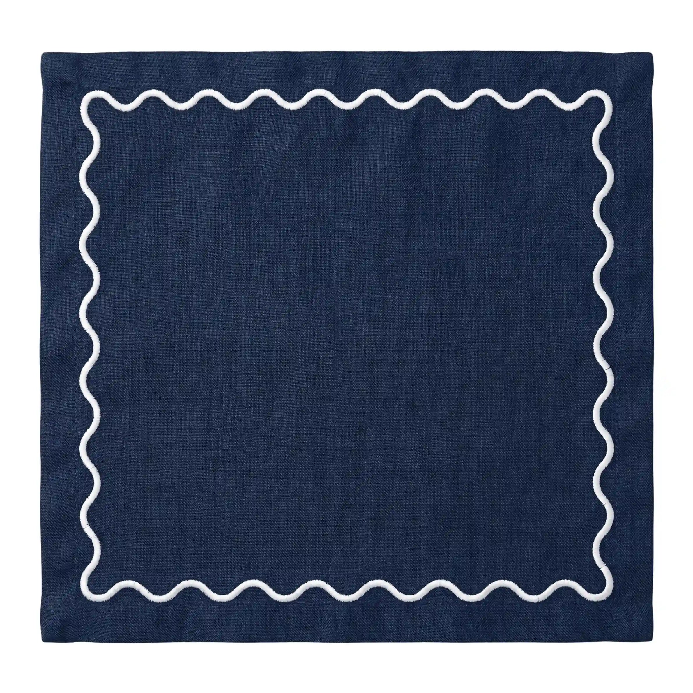 Navy Blue Wavy Napkins - Set of 4