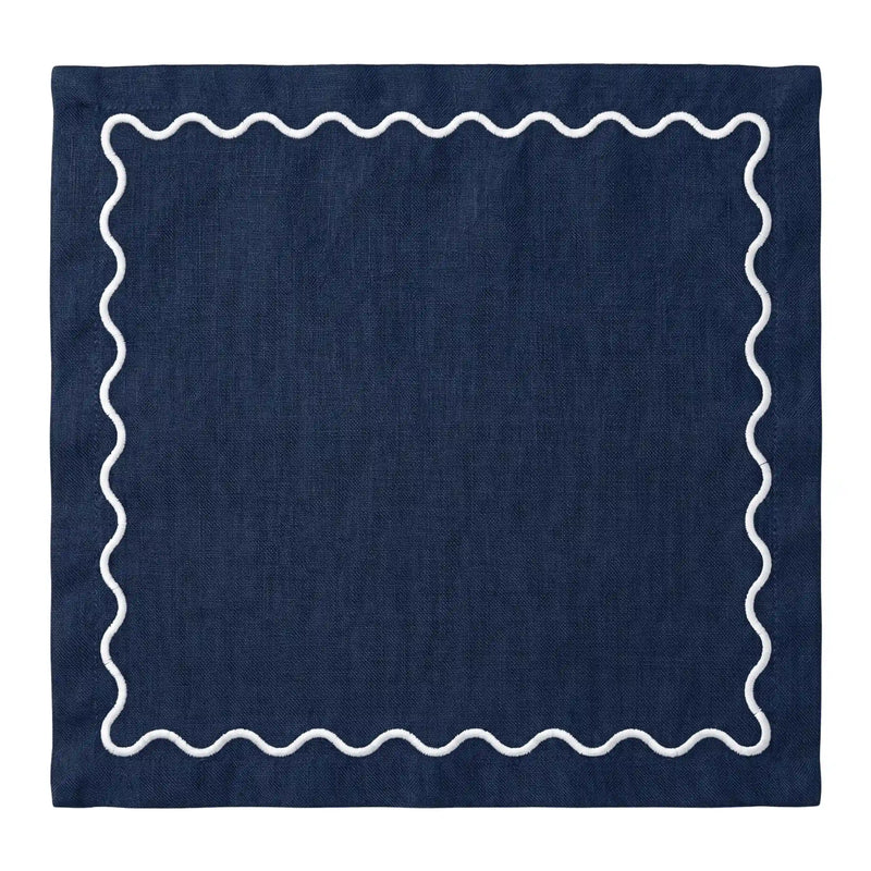 Navy Blue Wavy Napkins - Set of 4