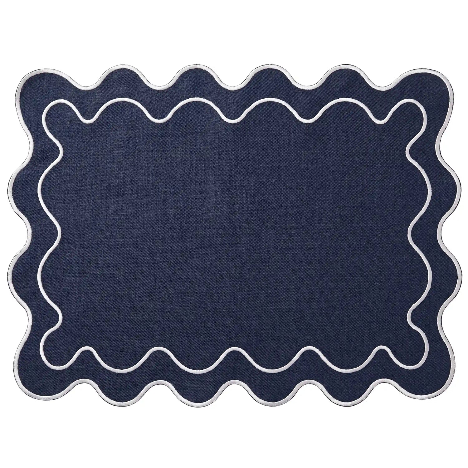 Navy Blue Wavy Placemat - Set of 4