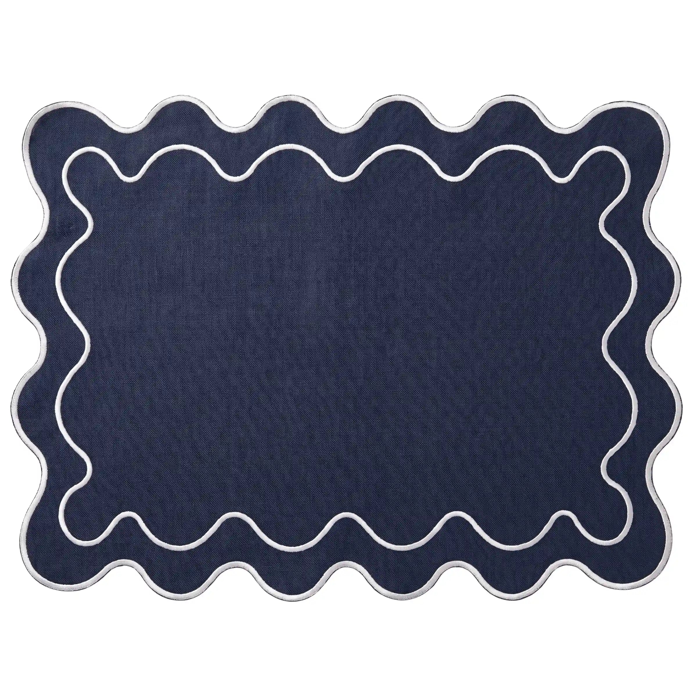 Navy Blue Wavy Placemat - Set of 4