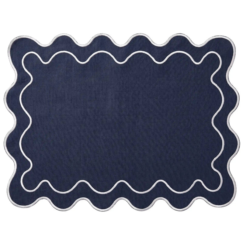 Navy Blue Wavy Placemat - Set of 4