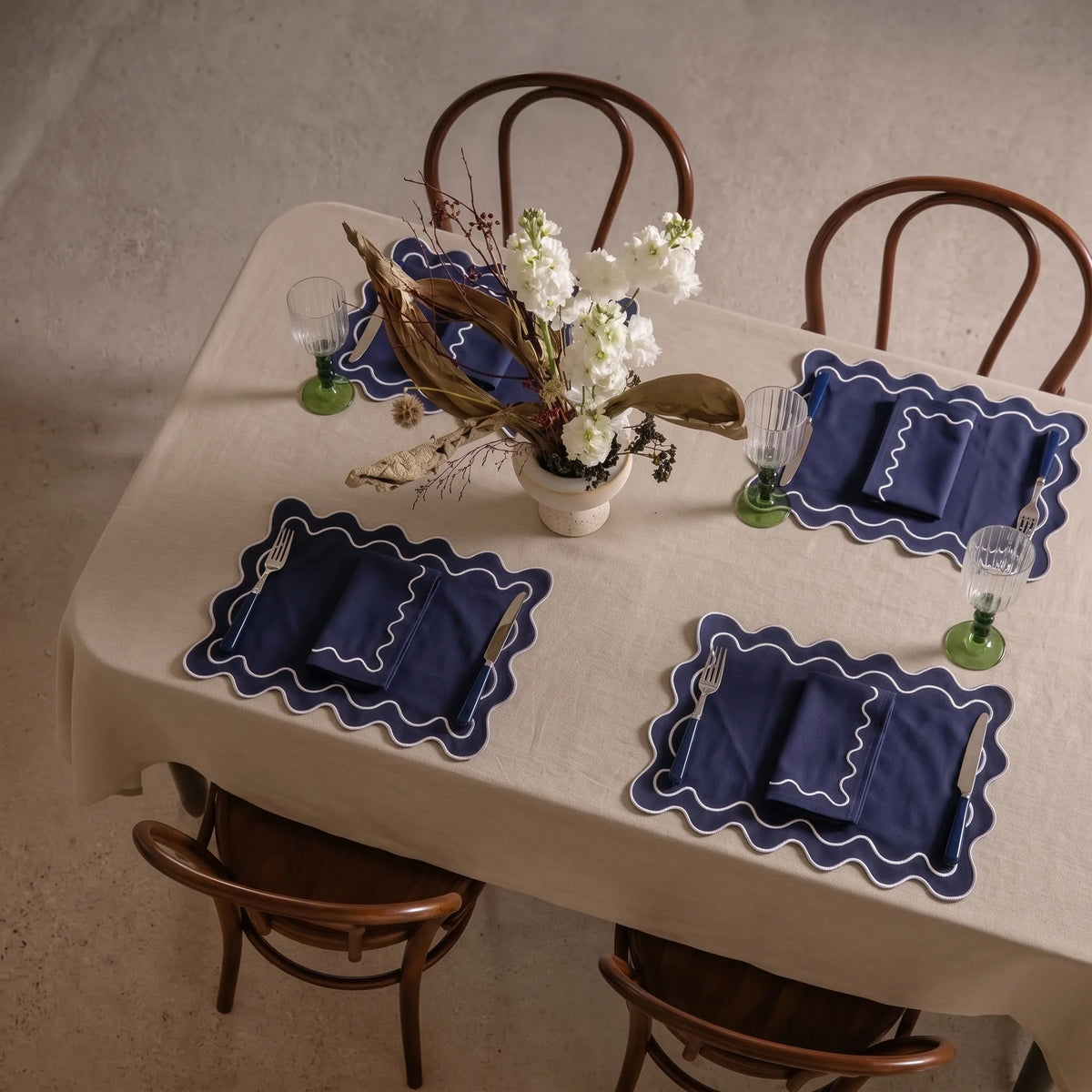 NavyBlueWavyPlacemat and matching napkin