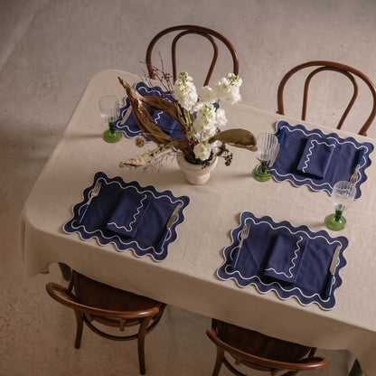 NavyBlueWavyPlacemat and matching napkin