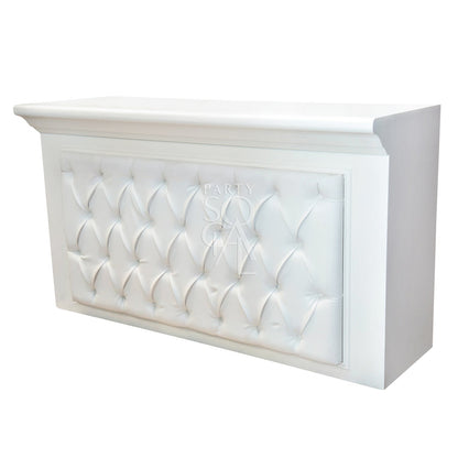 White leather bar unit with sleek design, featuring a modern style suitable for home or garden settings; part of Party Social&