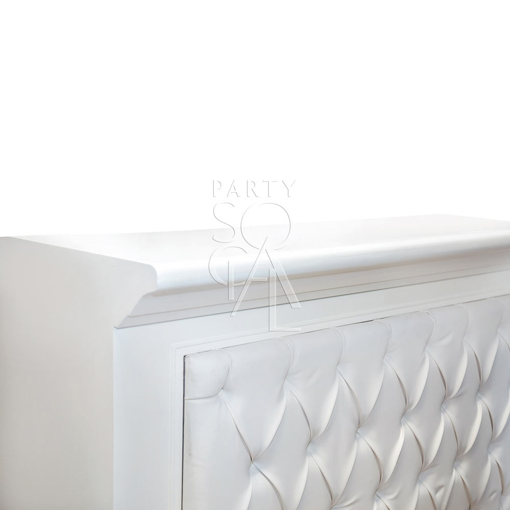 WHITE LEATHER BAR UNIT with sleek design and white upholstery for versatile use in gardens or homes, part of Party Social&