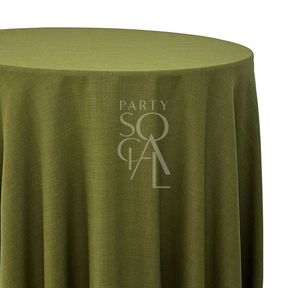 ROUND TABLECLOTH COTTON LINEN, showcasing a premium green cotton linen tablecloth, ideal for enhancing special occasions with its elegant and versatile design.