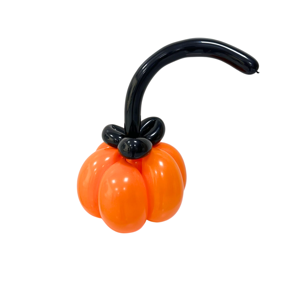 Orange Pumpkin balloon with a black stem, perfect for party decorations or as a fun gift accessory.