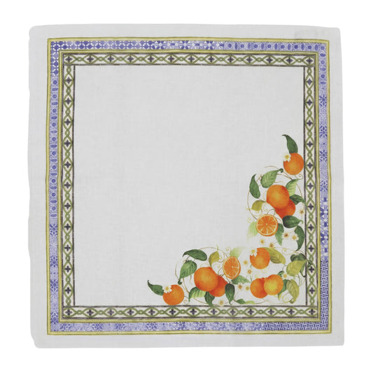 Decorative plate with fruit design and decorative border on a white background