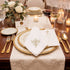 Oriental Pure Linen Dinner Napkin - Set of 4, featuring delicate gold-thread embroidery on white linen, ideal for elegant dining and special occasions.