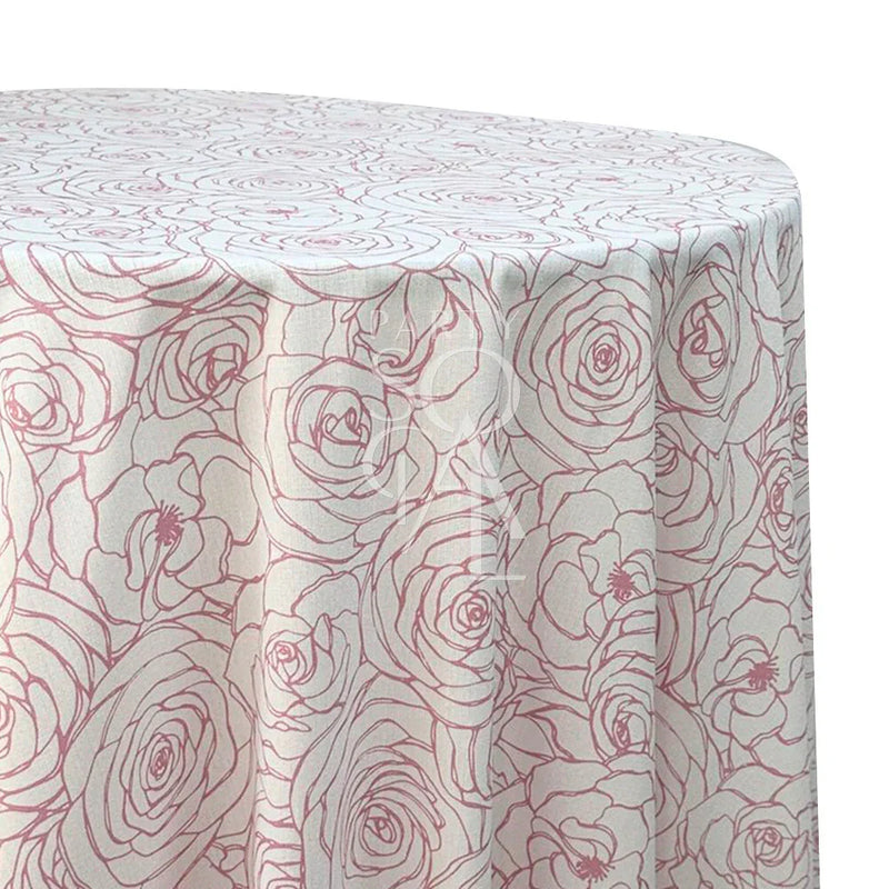 Pink Floral Round Tablecloth
