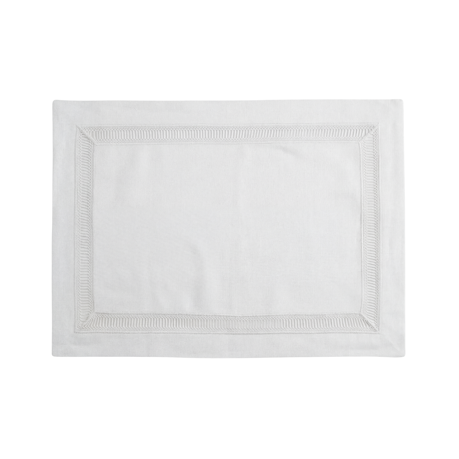 Classic Border Pure Linen Placemat, two-pack, showcasing a simple white design with a stitched decorative border, perfect for elegant table settings at special events.