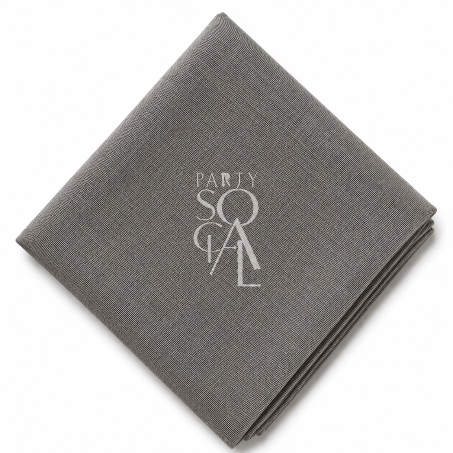 A square pavement linen napkin displayed diagonally on a clean white background.
