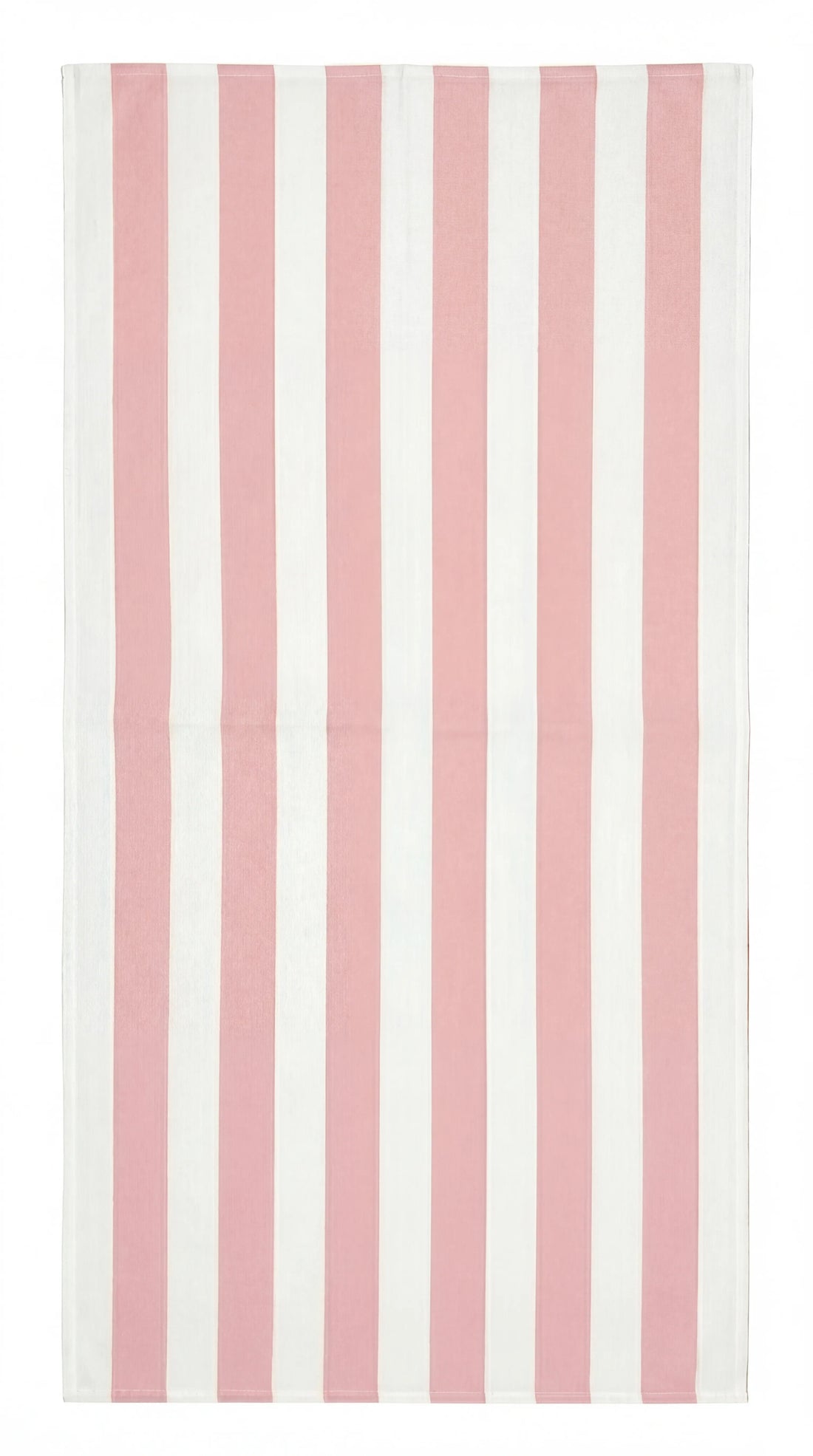 Tablecloth with pink and white vertical stripes on a white background