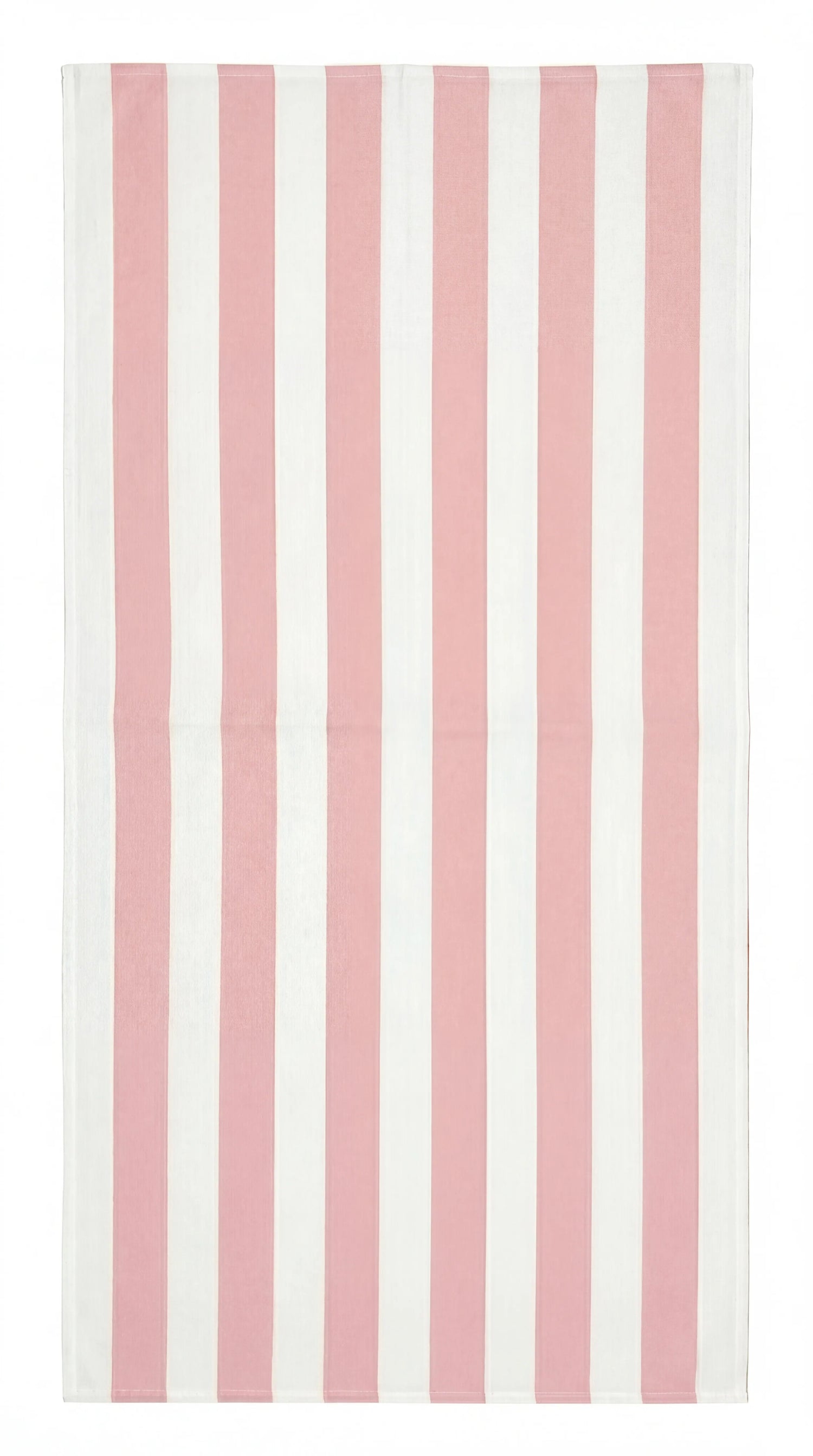 Tablecloth with pink and white vertical stripes on a white background