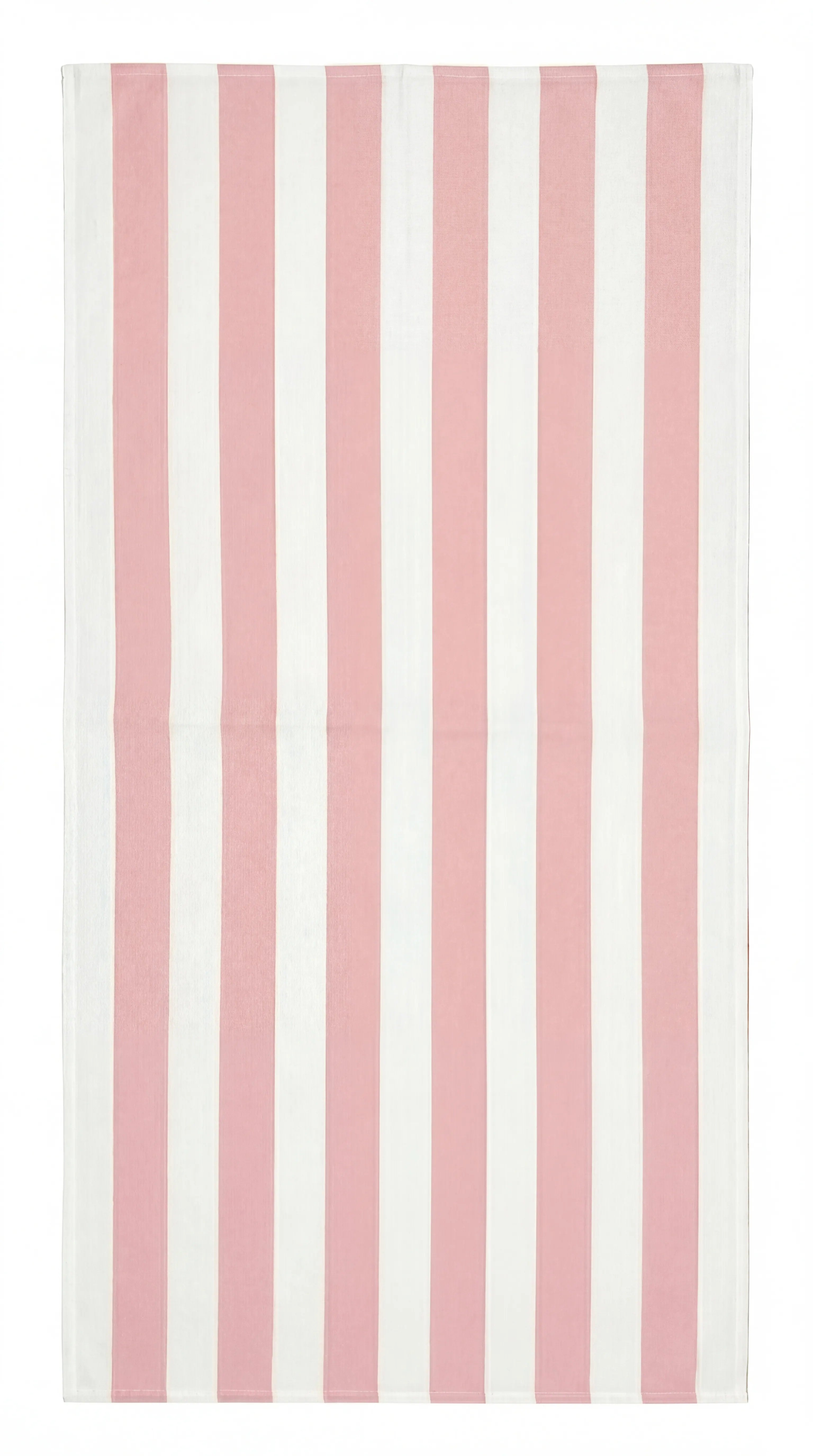 Tablecloth with pink and white vertical stripes on a white background