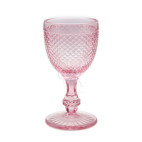 Vintage Diamond Goblets with intricate diamond-cut design, ideal for elegant table settings at events or dinner parties, enhancing any occasion with a touch of sophistication.