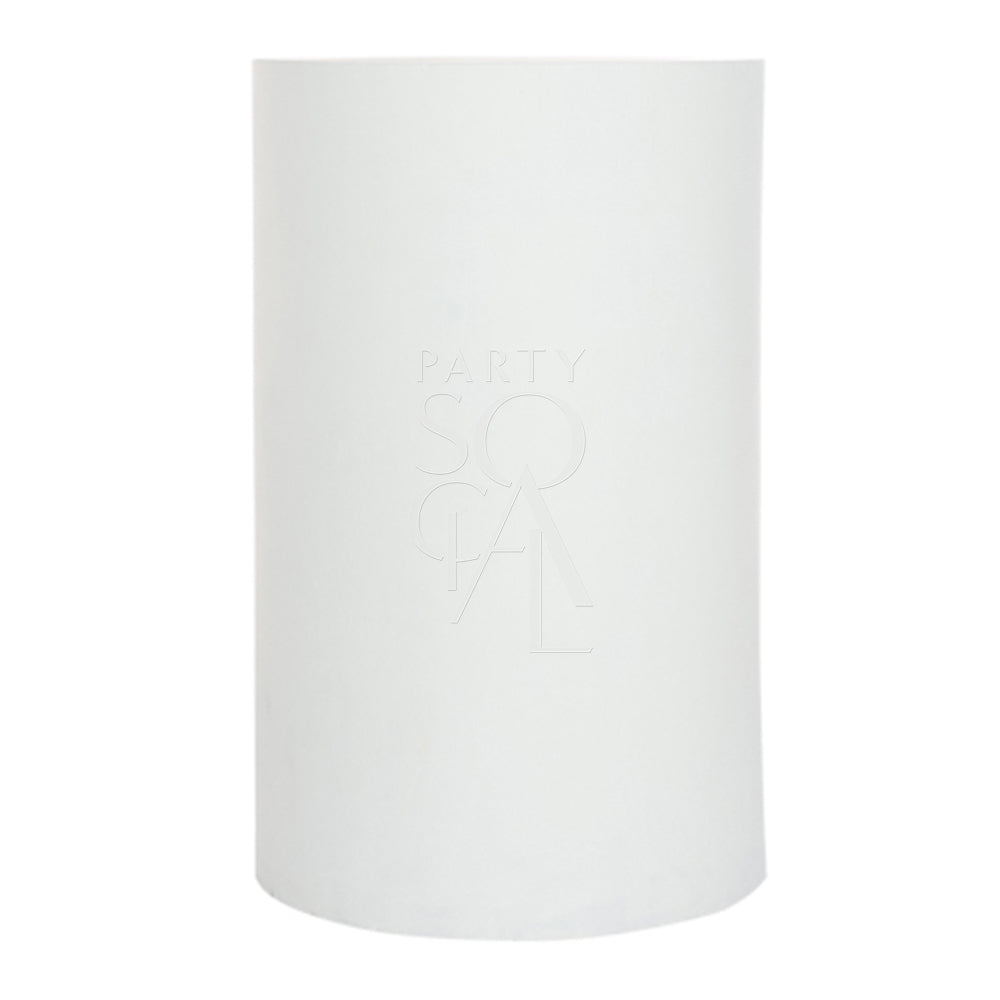 Round white podiums, cylindrical and lightweight, ideal for weddings and birthdays. Available in medium and large sizes, perfect for event displays.