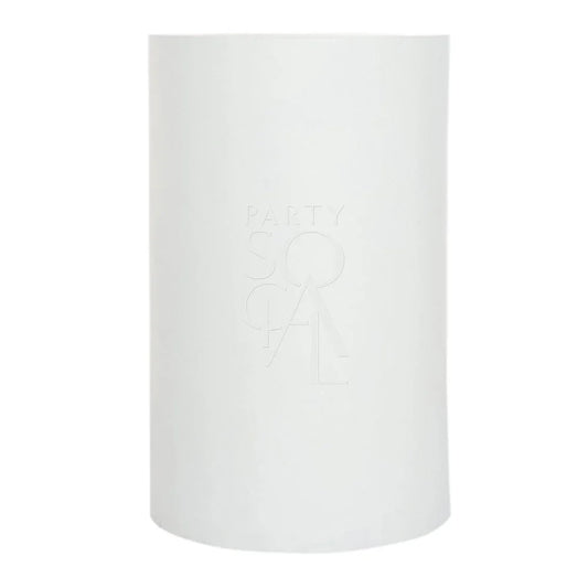 Round white podiums, cylindrical and lightweight, ideal for weddings and birthdays. Available in medium and large sizes, perfect for event displays.