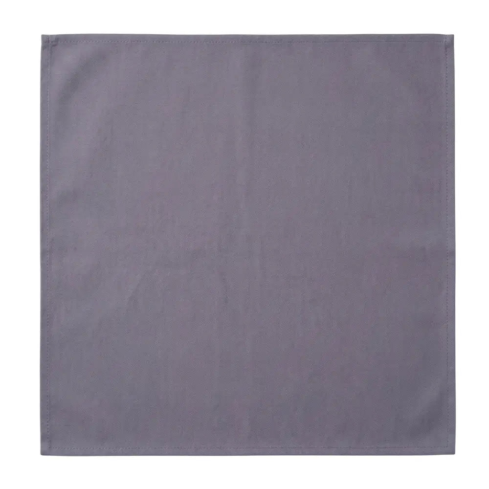 Polycotton Napkins- 4 per pack; plain gray, stitched edges, ideal for dining settings. Durable and reusable, perfect for enhancing any party or event table.