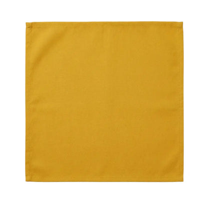 Polycotton Napkins, 4 per pack, showcasing a mustard-yellow square with stitched edges, ideal for enhancing dinner table settings with reusable elegance.