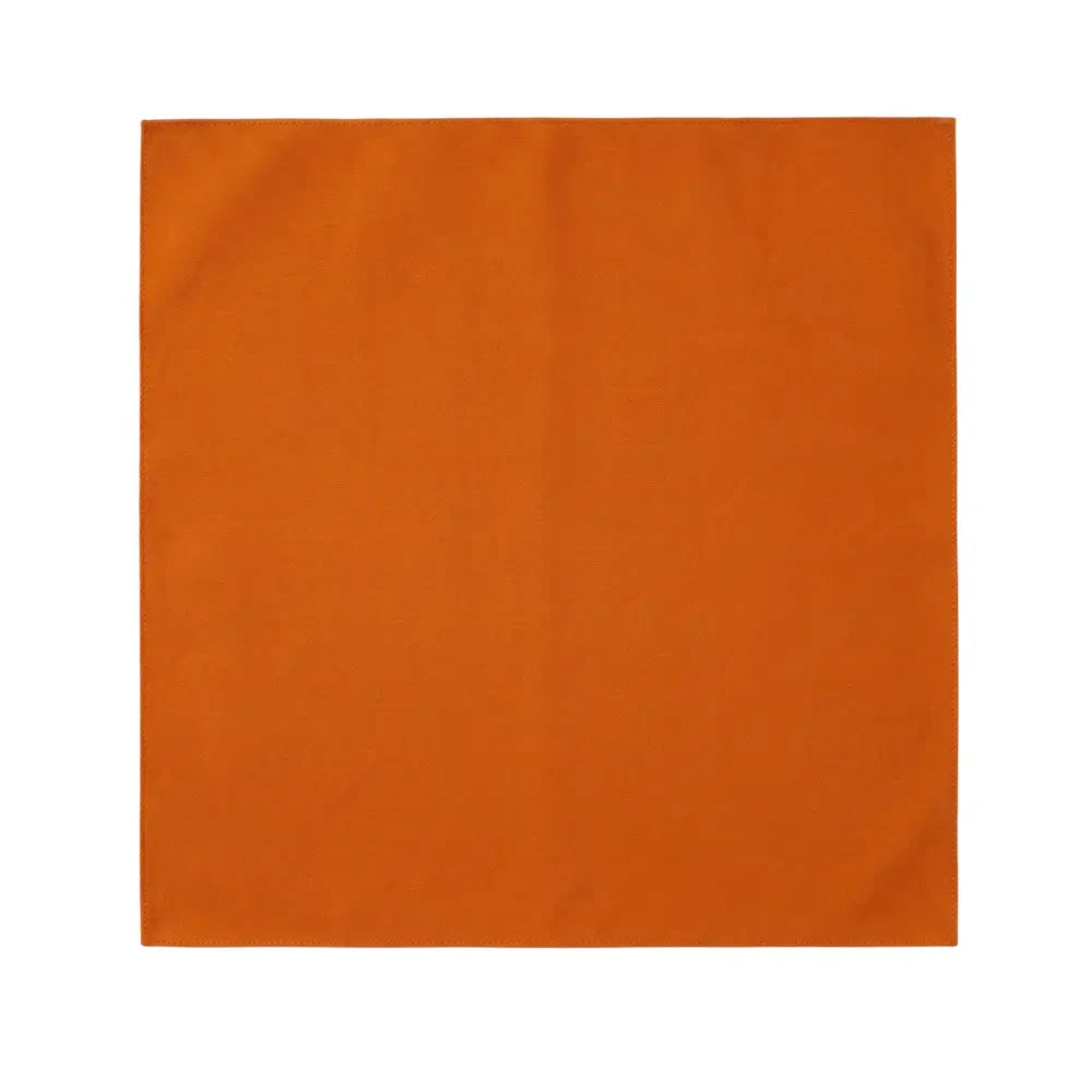 Polycotton Napkins - 4 per pack, featuring a warm orange fabric square, ideal for enhancing dining table settings with reusable, easy-care polyester.