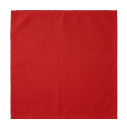 Polycotton Napkins- 4 per pack: A simple red cloth napkin, ideal for enhancing any dining experience with durable, reusable polyester fabric.