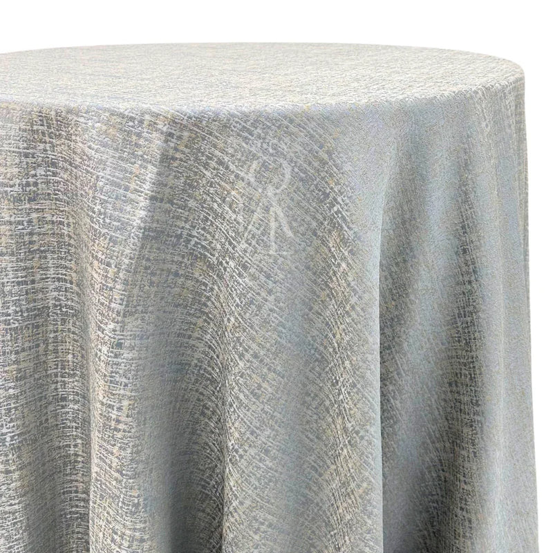 Silver Blue w/ Sand Jacquard Round Tablecloth