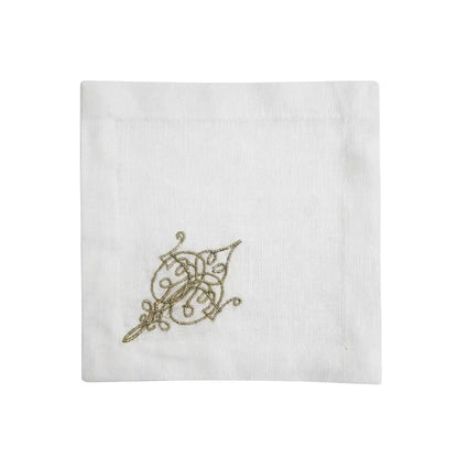 Ornament Pure Linen Coaster- 4 per pack