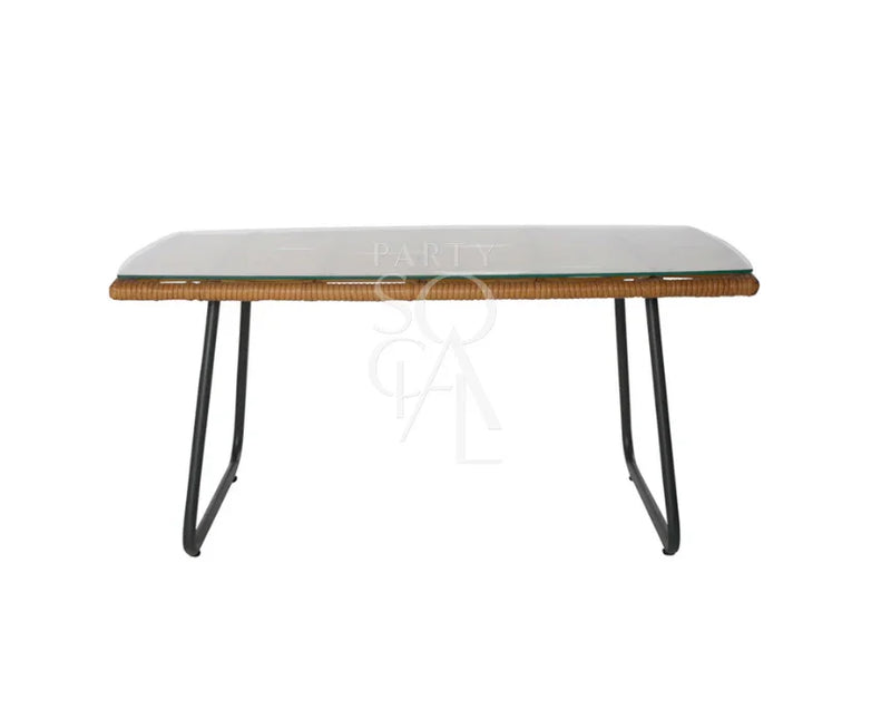 Rattan Coffee Table with Glass Top