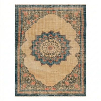 RUG CLASSIC: Vintage-style Oriental area rug with star-burst medallion and floral border, perfect for grounding event spaces with an antique, elegant touch.
