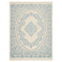 RUG TURQUOISE SWIRL: Cream area rug with ornate blue floral medallion pattern, ideal for adding elegance and warmth to any event space.