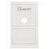 A white wooden vanity door with decorative paneling, featuring the word &