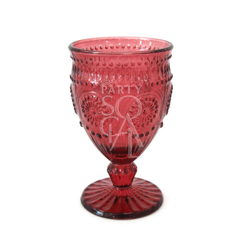 Red Vintage Floral Goblet