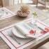 Red Coral Pure Linen Placemat with red border and coral motif, ideal for adding elegance to special occasions. Comes in a pack of two.
