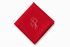 A square Red linen napkin displayed diagonally on a clean white background.
