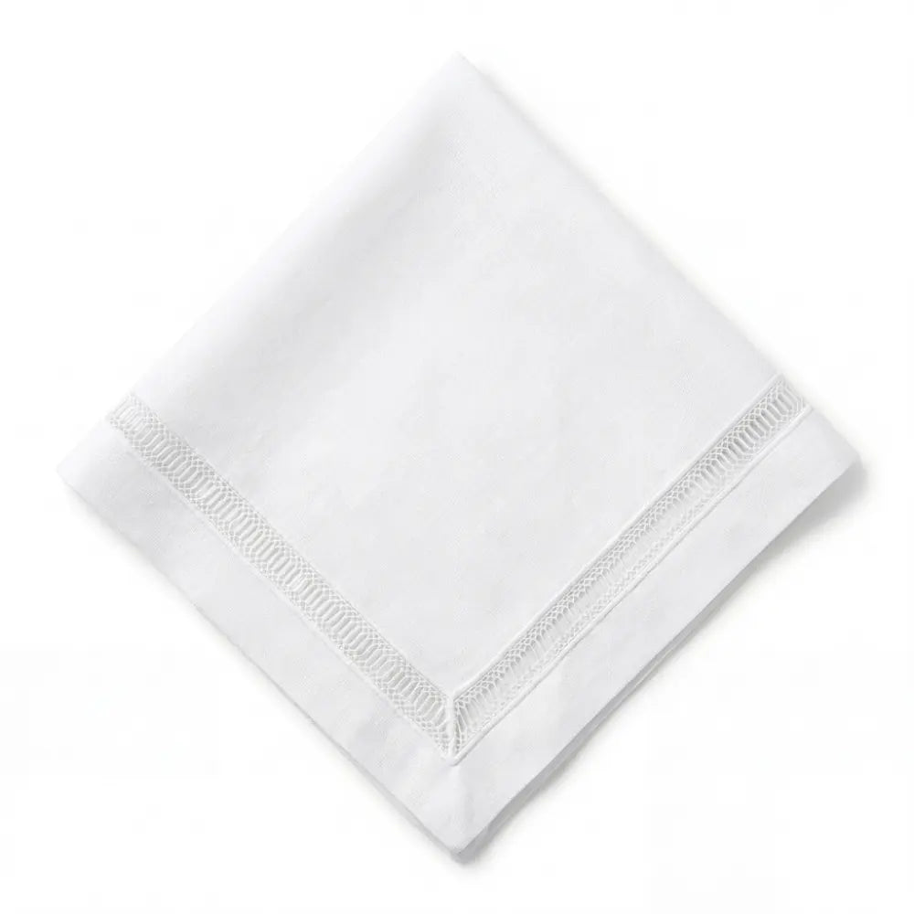 Ladder Stitch Pure Linen Dinner Napkin - Set of 4, intricately hem-stitched, showcasing elegance and sophistication, perfect for complementing any dining setting with subtle texture.