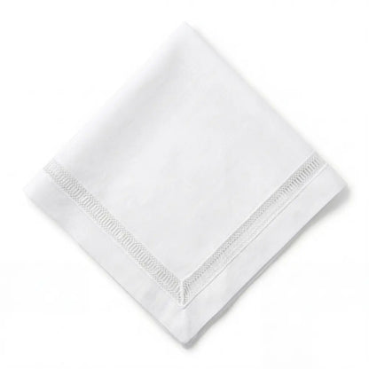 Ladder Stitch Pure Linen Dinner Napkin - Set of 4, intricately hem-stitched, showcasing elegance and sophistication, perfect for complementing any dining setting with subtle texture.