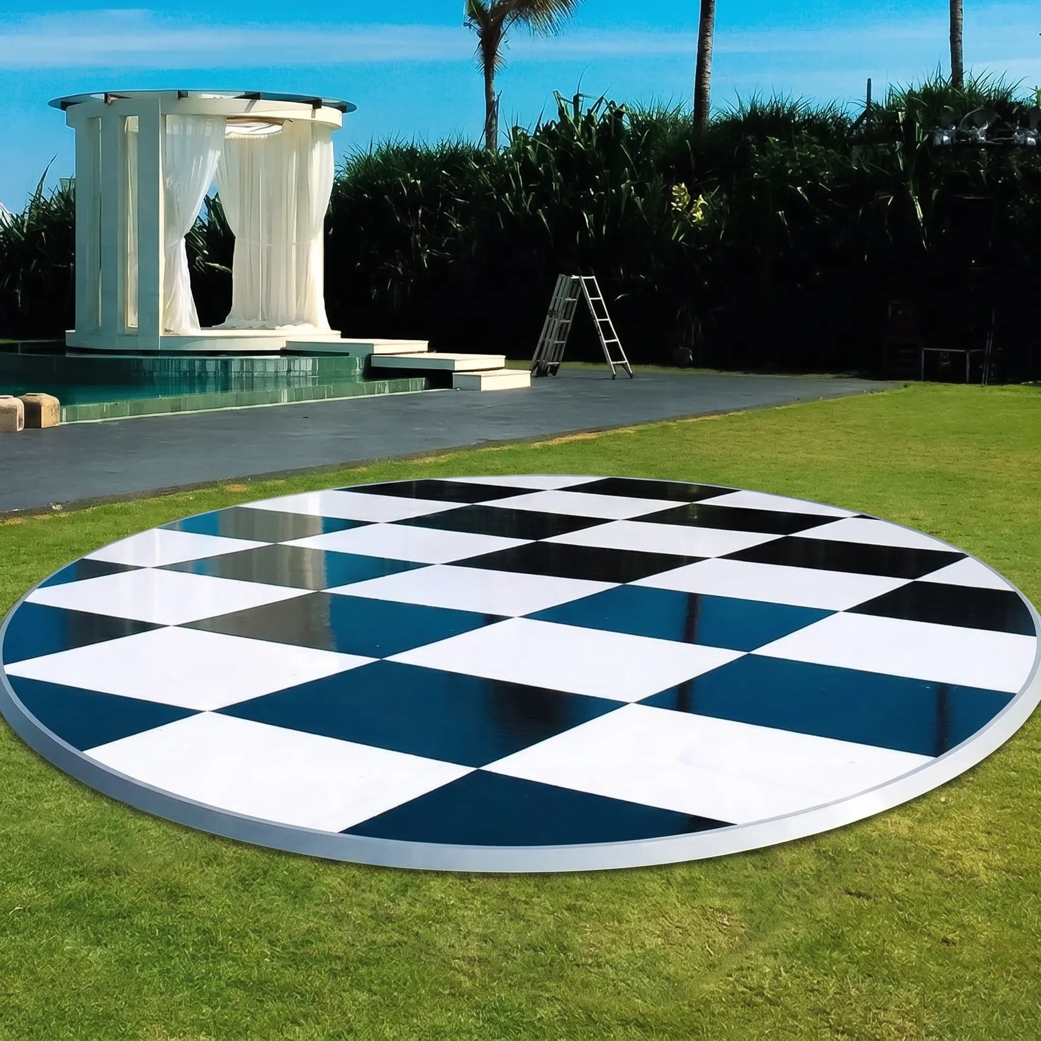 Round Black &amp; White Dancefloor for weddings, birthdays 