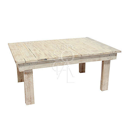 Rustic Coffee Table from the Rustic collection, featuring a white wooden design with sturdy legs, ideal for enhancing event spaces with a classic touch.