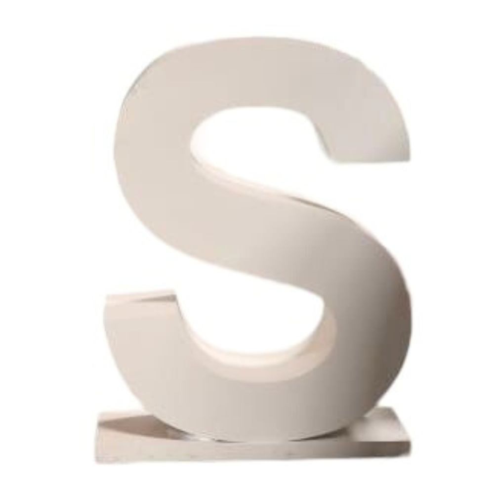 Standing Wood Letter on a display stand, ideal for enhancing wedding venue entrances or capturing memorable photo moments at events.