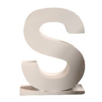 Standing Wood Letter on a display stand, ideal for enhancing wedding venue entrances or capturing memorable photo moments at events.