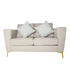 SAND FABRIC SOFA 2-SEATER with plush pillows, ideal for lounge seating. Modern design in dark sand fabric, suitable for events and gatherings.
