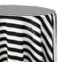SMALL STRIPES ROUND TABLECLOTH featuring black and white stripes adds a premium touch to dining setups, ideal for events and parties by Party Social.