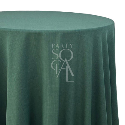 ROUND TABLECLOTH COTTON LINEN elegantly draped on a round table, perfect for enhancing special occasions with its premium quality and versatile design.