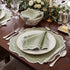 Sage Green Scalloped Linen Napkins - Set of 4, featuring a scalloped edge with white embroidery, ideal for elegant dining and entertaining from Party Social.