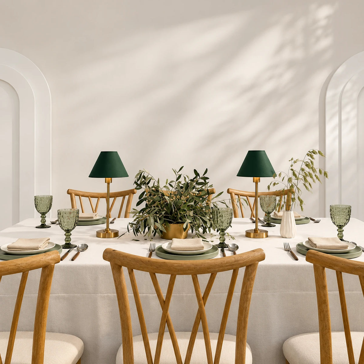Serene Green Dinner Table Setup