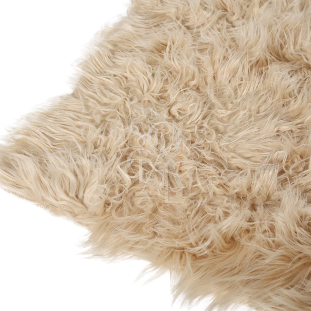 SHEEPSKIN RECTANGULAR fur rug close-up, ideal for event decor or props, offered by Party Social for versatile party and event settings.