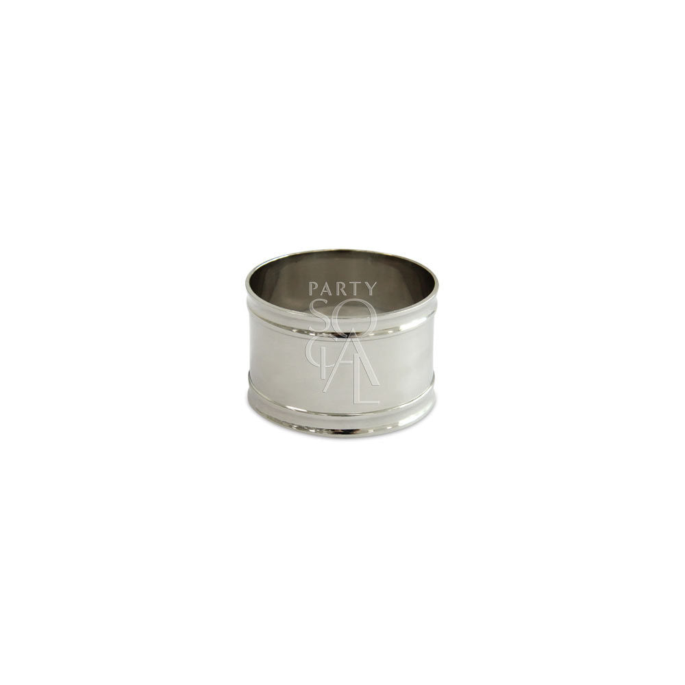 NAPKIN RING- SIMPLE SILVER ROUND, featuring a sleek, cylindrical design perfect for enhancing any tablescape, ideal for events by Party Social.