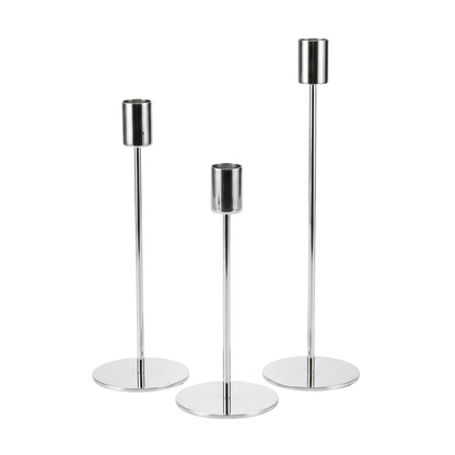 Silver Slim Candle Holder Set of 3